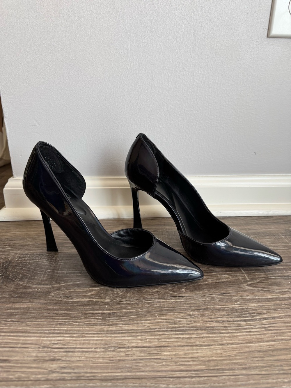Mix No. 6 Black Patent Pointed-Toe D'Orsay Stiletto Pumps